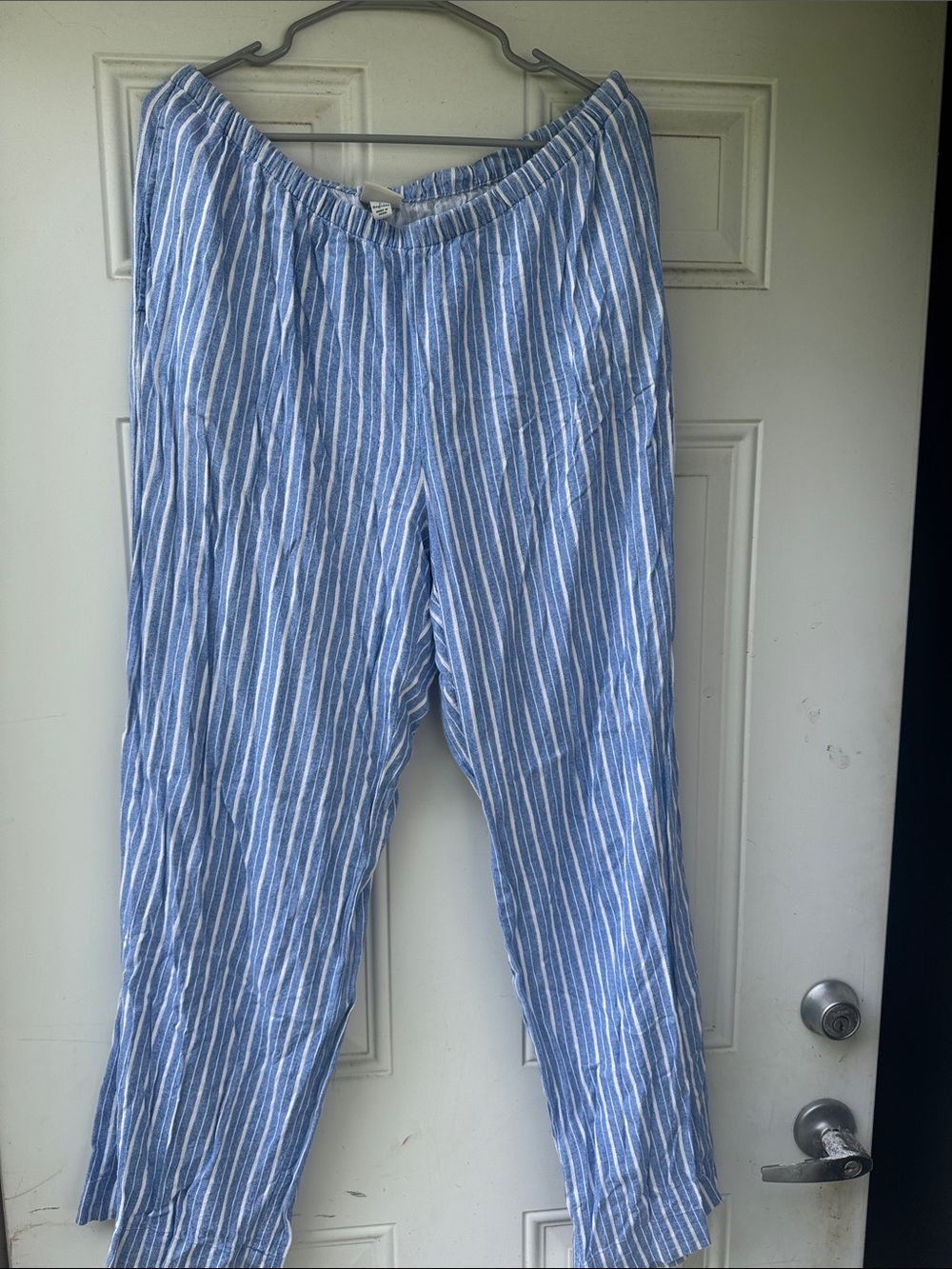 a new day Blue & White Striped Elastic Waist Pants
